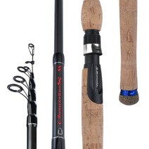 1호대 Sougayilang 텔레스코픽 낚싯대 1.8-2.7M 코르크 손잡이 탄소 섬유 낚싯대 울트라 라이트 스피닝/캐, 02 빨간_03 2.4 m