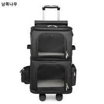 반려동물 가방 접이식 이중 지퍼백 아웃도어 짐벌 펫 캐리어 휴대용 통풍 고양이 가방, 블랙