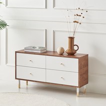 파로마 피코 1000 4서랍 거실장/티비다이/수납거실장/모던장식장, 화이트+헤이즐넛