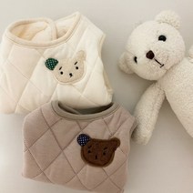[BND-W04] 곰돌이 누빔조끼 강아지옷, 화이트/L
