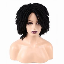 Amir Dreadlock Short Twist Curly Wig Ombre Brown For Black Women and Men Afro Synthetic Crochet Hair Faux Locs Braid Wigs, 01 8inches, 04 #1B, 1개