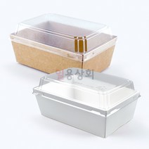 [ILYONG] 종이용기 DRP 1호 직사각 800개 샌드위치용기 종이트레이 색상선택, 크라프트, 용기+뚜껑 세트