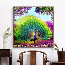 보석십자수 공작새, 70 X 70CM
