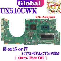 KEFU ASUS UX510UWK U5000U 노트북 마더 보드 메인 i3 i5 i7 GTX950M/GTX960M 4GB/8GB-RAM, 06 4G i7-7th GTX950 960