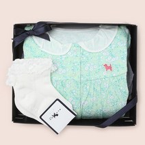 블루독베이비 그린플라워7부우주복+프린세스양말SET