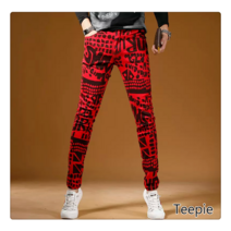 티피/Teepie 프린팅 청바지 슬림핏 잔발 남성 캐주얼 무난한 스판 팬츠