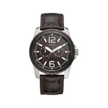 Guess Ladies Quartz Watch with Black Dial Analogue Display and Brown Leather Strap W11596G1