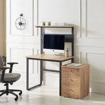 DIY 미슈레 LPM 철제 선반 컴퓨터 일자 책상 900, 화이트/오크