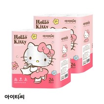 헬로키티 핑크소프트 3겹 30m 24롤 2팩 화장지 휴지, 30롤