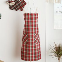 데코토닉 런던체크 앞치마(컬러2종), 레드