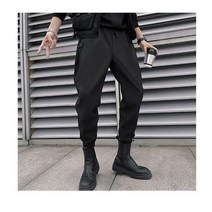 바지남 봄여름 건달 캐주얼 팬츠 트렌디 와이드 조거 배기팬츠 고급감 다크스트라이프 팬츠