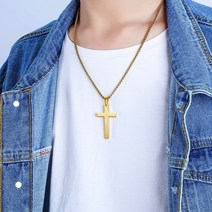 에르모사제이 맨즈 MN011 써지컬 스틸 심플 십자가 남자 목걸이