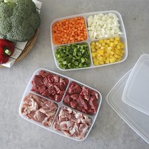 일본 냉장고정리방법 냉장고수납용기 4칸분리형 보관용기