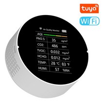 공기질측정기 투야 와이파이 7 in 1 PM2.5 TVOC CO2 HCHO 온도 습도 AQI 가정 사무실 자동차 모니터, 없음, 2.White-Tuya WiFi