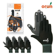 오런 속장갑 도트장갑 다용도장갑 멀티 5켤레x1봉, 검정/L, 1개