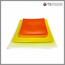 [대명멜라민] 칼라 멜라민 줄무늬 정사각접시, 주황