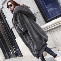 여자 부드러운 페이크 퍼 루즈핏 롱코트