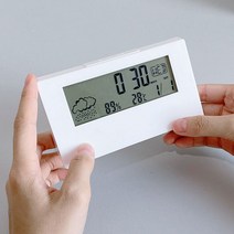 걸스코코 LED 온도계 습도계 시계 요일 기능 공부방 탁상시계, 화이트(흰색배경), 1개