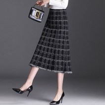 언발란스 아이보리 라인 레드체크스커트 겨울옷 간절기 타탄체크 치마 미니 웨스트 울체크 여성스러운 면