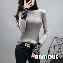 [바니드] 여성 목폴라 쫄티 소매포인트 니트 폴라 이너웨어 긴팔 티셔츠 2416