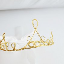 물방울 골드 왕관 공주 헤어밴드 남자왕관 크라운 티아라 생일 머리띠, (골드)리본끈없음, 선물상자추가