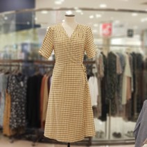 클라비스 린넨느낌의 시원하고 고급스러원 체크 랩원피스 cvow93704q