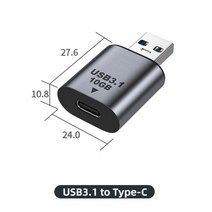 USB 타입 C 어댑터 Male to USB/HDMI-호환/DP/VGA/Mini DP/RJ45 Female 10Gbps 비디오 전송 Macbook Pro 노트북 전화용, USB A M to Type C F