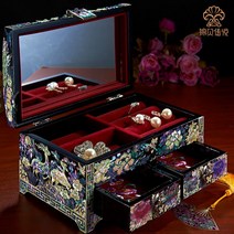 나전칠기자개장 Jinbei 전설 어머니의 진주 나무 보석 상자 칠기 유럽 공주 복고풍 결혼 선물, [02] D76-나전칠기보석함 목제소