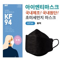 INT KF94 마스크 블랙 대형 국내원단필터제작 개별포장, 1개, 1매