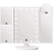 FACSINATE 여배우 미러 탁상 거울 화장 led 메이크업 3면경 접이식 라이트 첨부 확대경 2310배 터치식