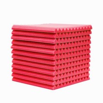 300x300x25mm 어쿠스틱 폼 2412pcs 스튜디오 어쿠스틱 폼 패널 방음 스폰지 디퓨저 드럼 룸 흡수 처리, 빨간색, 12개