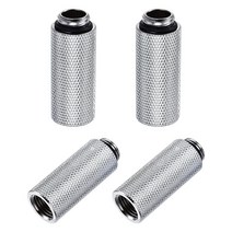 Uxcell 수-암 연장 피팅 G1/4 x 30mm PC 물 냉각 시스템 블랙 4개, Silver Tone