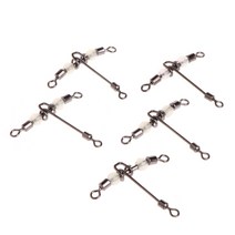 5pcs 3 웨이 비즈 낚시 스위스 커넥터와 함께있는 3 웨이 광선 T 자형 롤링 스위블, L