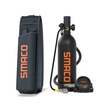 휴대용 낚시 어항 기포기 에어펌프 SMACO S400Pro 미니 스쿠버 다이빙 탱크장비 세트 산소 실린더 호흡기 에어 탱크 핸드 펌프 1L, 6.1L Scuba Tank  S400ProA1BLAC
