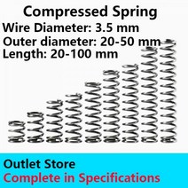 압력 스프링 압축 스프링 와이어 직경 3.5mm 외경 32-50mm 길이 20-100mm 로터 리턴 스프링, 100mm(5Pieces), 3.5mm_40mm