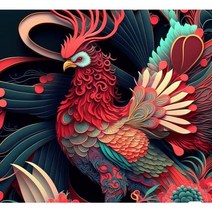 DIY캔버스페인팅 붉은&금빛 수탉 물감 명화따라그리기 부귀공명 유계 닭띠그림 합격 승진 재물 행운 피포페인팅 집콕취미 가게오픈 집들이선물 액자프레임포함 24색, 사각형:30*30cm, 붉은&금빛 수탉 그리기선택02