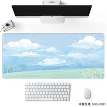노트북 컴퓨터 마우스패드 책상 테이블 미끄럼방지 mouse pad cartoon oil painting gradient girl 슈퍼 대형 잠금 게임 컴퓨터 키보드 데스크, 3-800x300x3mm