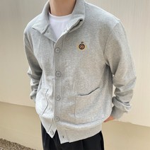 베럴댄나우 남자 오버핏 자수 카라 단추 가디건