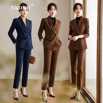여성정장세트 여성정장 여성여름점퍼 SXDYH프렌치 브랜드 여성 오피스룩 여성스러운 프리미엄 작업복 정장 여정장 패션 대학생 면접정장 블루정장+바지 M