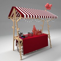 노점 부스 원목 야외 플리마켓 가판 좌판대 야시장, 주황색과 흰색(접이식) 150x60x200
