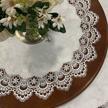 JINGHENG 식탁보 원형 럭셔리 미국식 레이스 빈티지 유럽식 고급 고급감 화이트 식당테이블 천, C02-직경 60cm원형, T04-B51퓨어화이트