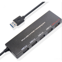 DFMEI Ultra -Thin 4+1 USB 3.0 허브 허브 4 포트 3.0 USB+2.4A 빠른 충전 허브, 하얀색