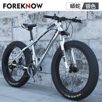 산악자전거 오프로드 눈길 모래사장 울트라 와이드 타이어 일체형 바퀴 남녀 학생 성인 펫바이크 오프로드 광폭타이어 팻바이크 광폭 바퀴큰 편안한 경량 가벼운 동호회 광폭자전거 입문용, 21단 + 24인치cm, 실버(스포크휠)