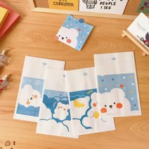 4종블루화이트 곰돌이시리즈1p 선물포장 종이백 종이봉투 페이퍼백 구디백x5개세트, 02. 하트 곰돌이 봉투
