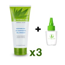 허벌라이프 알로에 수딩젤 3개 (200ml x 3) 피부보습 진정 + 티용기 (사은품), 200ml