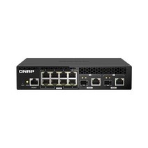 QNAP QSW-M2108R-2C 웹 관리 하프 폭 랙마운트 스위치 2개의 10GbE SFP+/RJ45 콤보 포트 및 8개의 2.5기가비트 포트 포함, 2 X 10GbE SFP+/RJ45 Combo Port