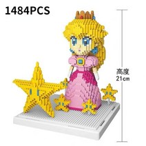 Ma 게임 복숭아 공주 1484pcs 슈퍼 마이크로 브라더스 스타 핑크 소녀 미니 DIY 빌딩 블록 장난감 어린이 선물 용품, [01] 2508 NO BOX