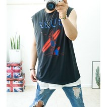 4XL 빠른건조 기능성티 서퍼 오버핏 민소매 롱 빅사이즈나시