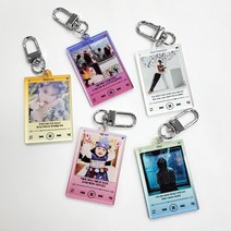 주문제작 아크릴 키링 뮤직플레이어 포토 이니셜 커플 가방 차 키키링 굿즈 diy 열쇠고리, 1. 사진 1장, 2. 배경색 추가