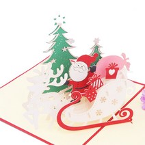 초대장 카드 메리 크리스마스 카드 3D 팝업 트리 겨울 선물 레이저 컷 새해 산타 인사말, 10 Santa-2